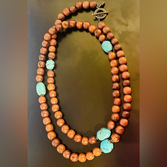 Silpada Turquoise and Wood Sterling Silver Toggle Necklace - Picture 8 of 9